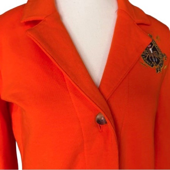 NWT Ralph Lauren Equestrian Polo Crest Blazer Orange Red Logo Jacket Horse Logo - Picture 6 of 16